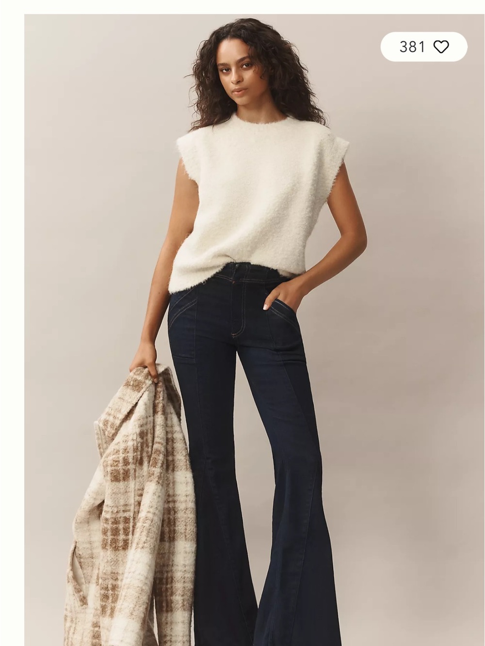 Anthropologie Pilcro Indigo Puddle Mid-Rise Flare Jeans with Contrast Stitching - Picture 4 of 14